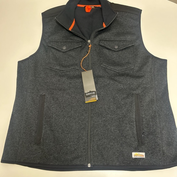 Men’s Orvis Navy Blue outdoor performance fleece vest snap pockets size XL NWT